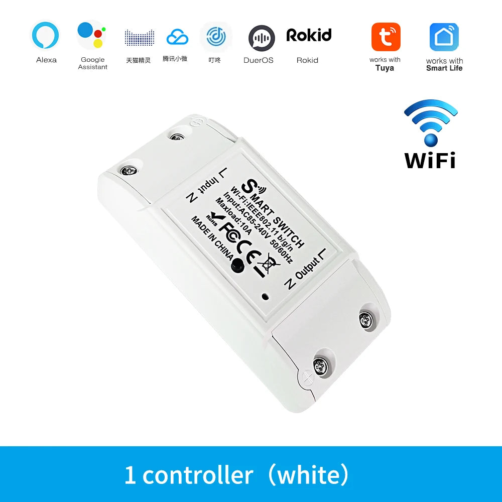 10A WIFI Switch Smart Home Automation Relay Module Tuya Alexa Timing Switch Smartlife APP Wireless Remote Control Relay