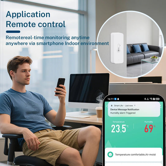 1~4PCS Tuya WiFi Temperature Humidity Sensor Smart Sensor APP Remote Control For Smart Home Support SmartLife Yandex Alexa