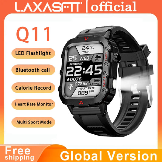 LAXASFIT New Smart Watch Bluetooth Talk LED Flashlight Sports Fitness Tracker Men Women Outdoor Sports Smart Watch