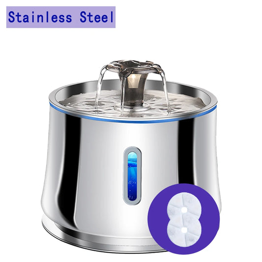 2.5L Cat Drinking Fountain Automatic Stainless Steel Pet Cats Water Dispenser Ultra-quiet Pump Drink Foutain For Multiple Pets