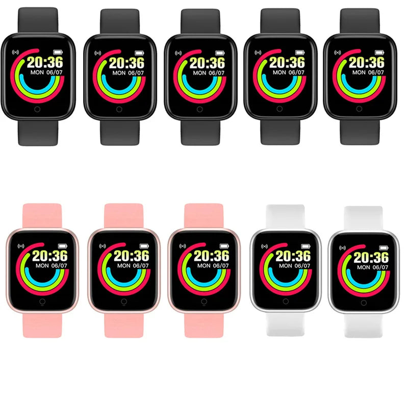 10Pcs D20 Smart Watch for Men Women Smartwatch Y68 Fitness Tracker Sports Heart Rate Monitor Wristwatch for IOS Android