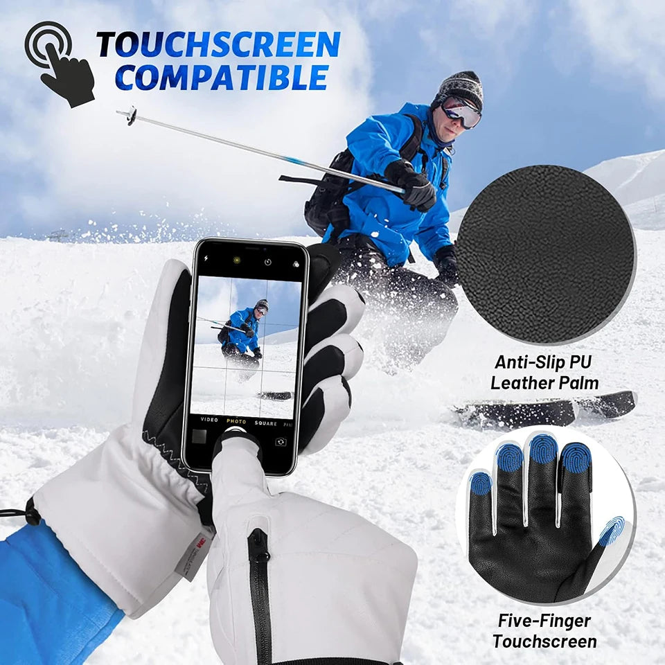 GTUBIKE Waterproof Ski Snowboard Gloves Touchscreen Outdoo Mitten 3M Thinsulate Snow Gloves Motorcycle Gloves Motorcycle Gloves