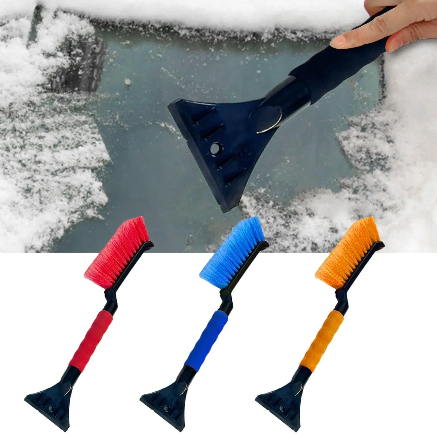2-in-1 Ice Scraper and Snow Brush for Car - Ergonomic Foam Grip Windshield Cleaner - Efficient for SUV, Sedan & Winter Driving