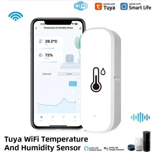 Tuya WiFi Temperature and Humidity Sensor Indoor Humidity Sensor Battery Powered APP Monitoring For Alexa Google Home Voice New