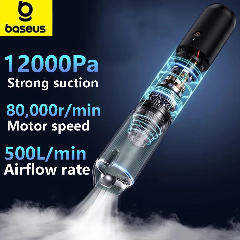 Baseus Car Vacuum Cleaner with 12000Pa Powerful Suction Rechargeable Wireless Cleaner Handheld Airflow Pump For Car Home Office