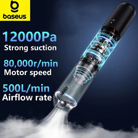 Baseus Car Vacuum Cleaner with 12000Pa Powerful Suction Rechargeable Wireless Cleaner Handheld Airflow Pump For Car Home Office
