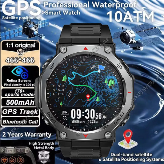 T-Rex 3 GPS Smart Watch 5ATM IP69K Waterproof Clock GPS Tracker Altimeter Call Military Sport Smartwatch Men Women Bracelet 2025