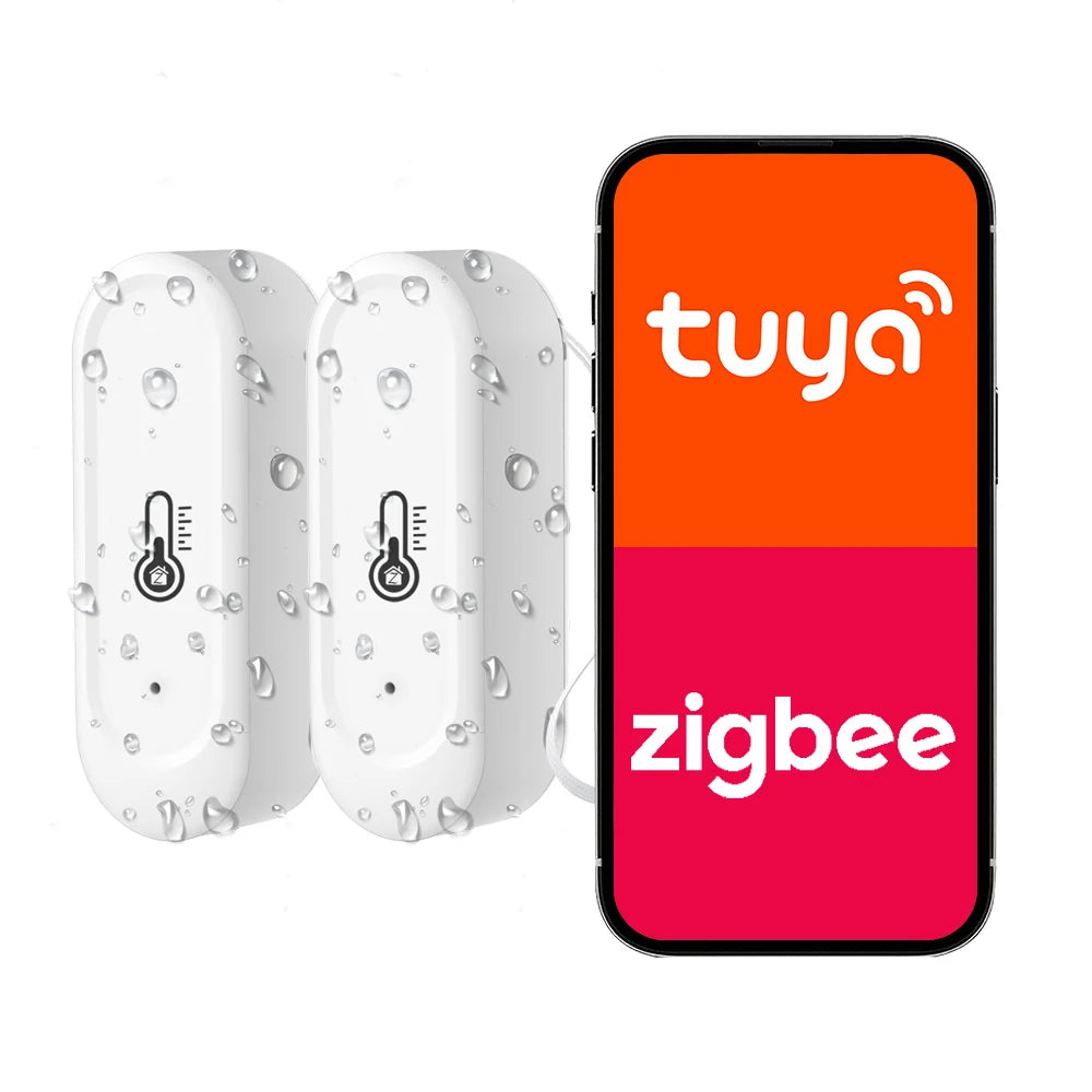 1/2pcs 2025 New IP65 Waterproof Outdoor Tuya Zigbee Temperature Humidity Sensor Home Smart Life Thermometer Support Alexa Google
