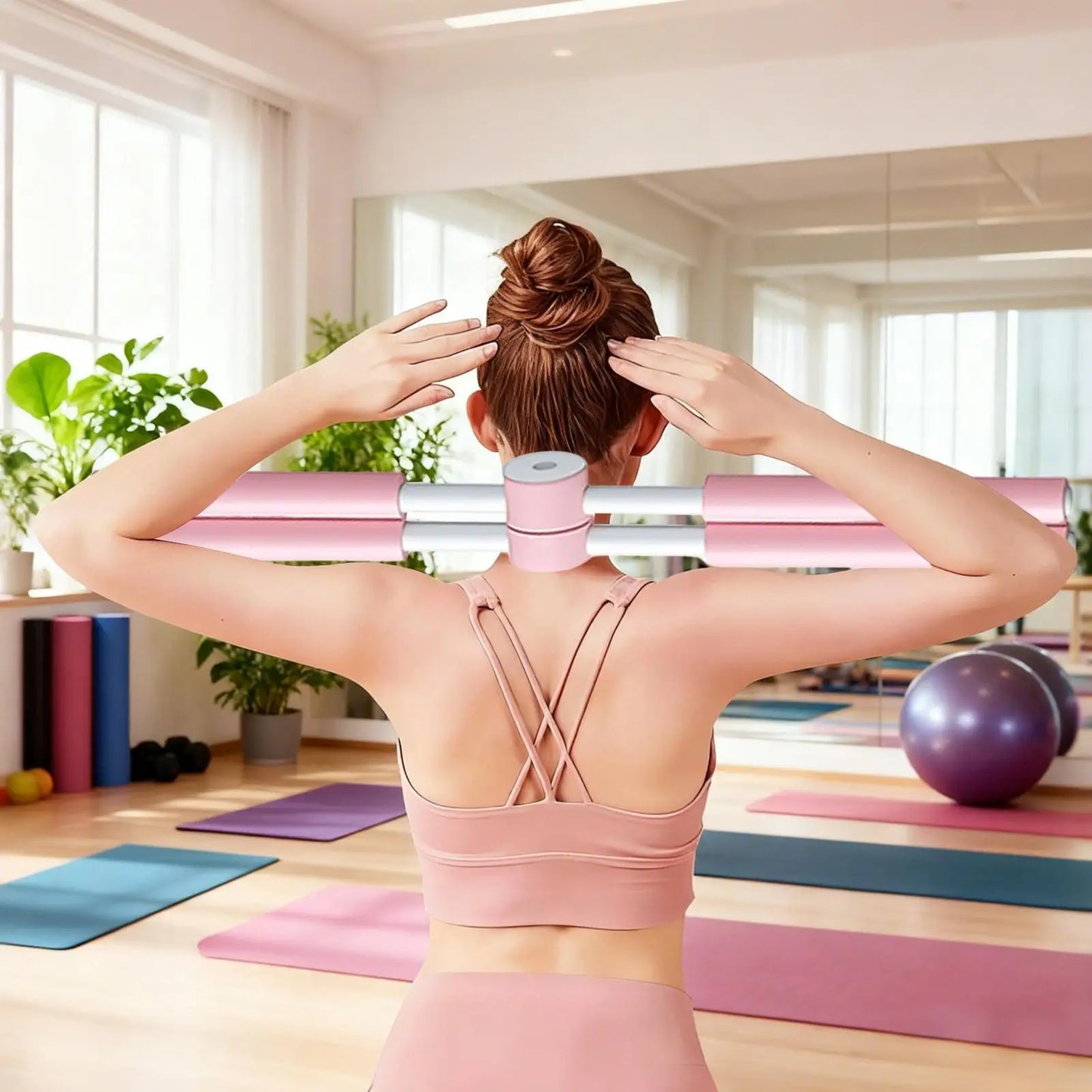 Workout Yoga Bar Stretching Tool Cross Postures Correction Stick Stretch Mobility Pole Neck Hump Correction Tool Gym Equipment