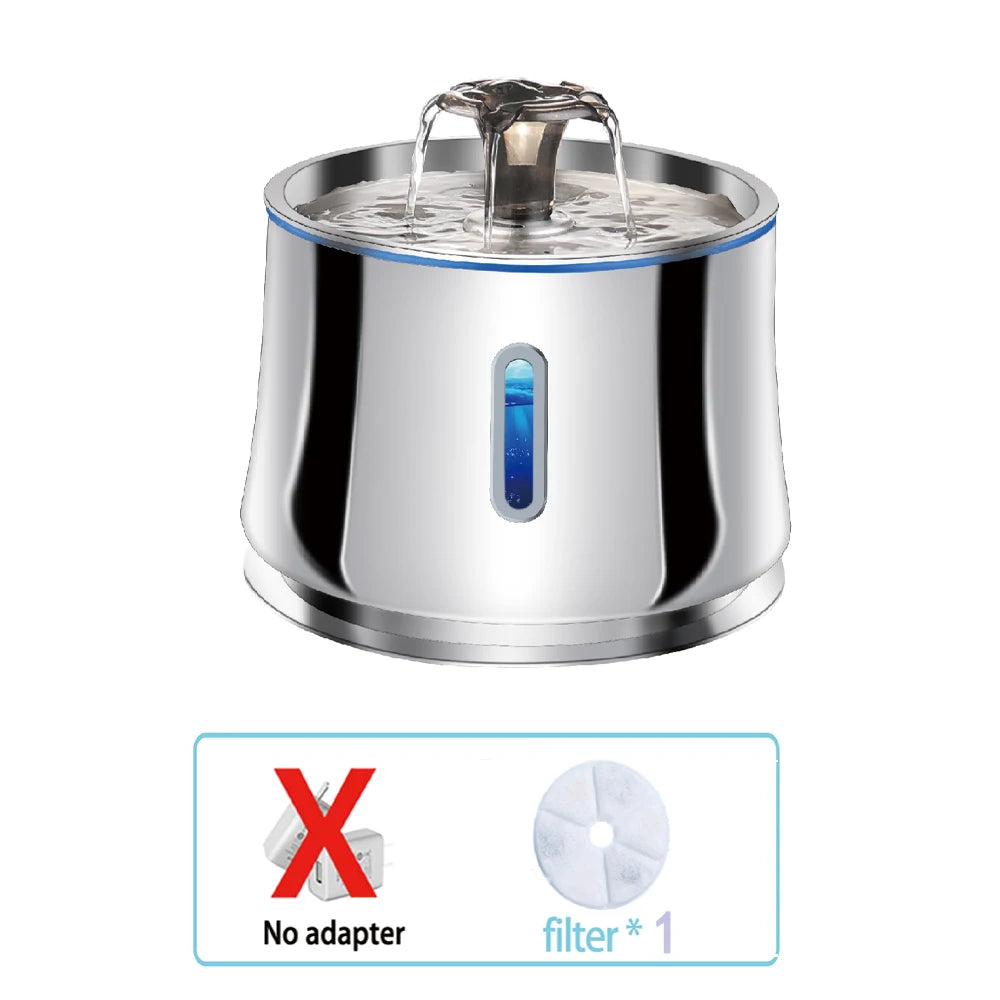 2.5L Cat Drinking Fountain Automatic Stainless Steel Pet Cats Water Dispenser Ultra-quiet Pump Drink Foutain For Multiple Pets