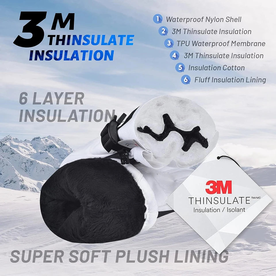GTUBIKE Waterproof Ski Snowboard Gloves Touchscreen Outdoo Mitten 3M Thinsulate Snow Gloves Motorcycle Gloves Motorcycle Gloves