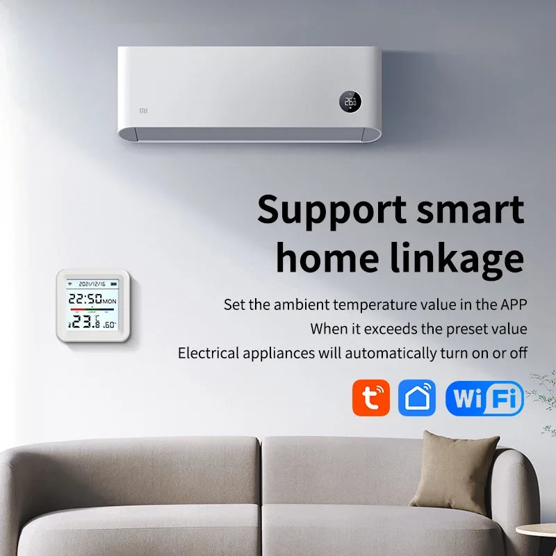 Tuya WiFi Temperature Humidity Sensor with Display Indoor Smart Home Thermometer Hygrometer Support Alexa Google Home Assistant