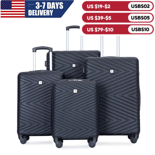 Travelhouse Luggage set 4-Piece ABS Suitcase With Spinner Wheels,24 Inch and 28 Inch with TSA Lock,16,20 inche Carry on Luggage