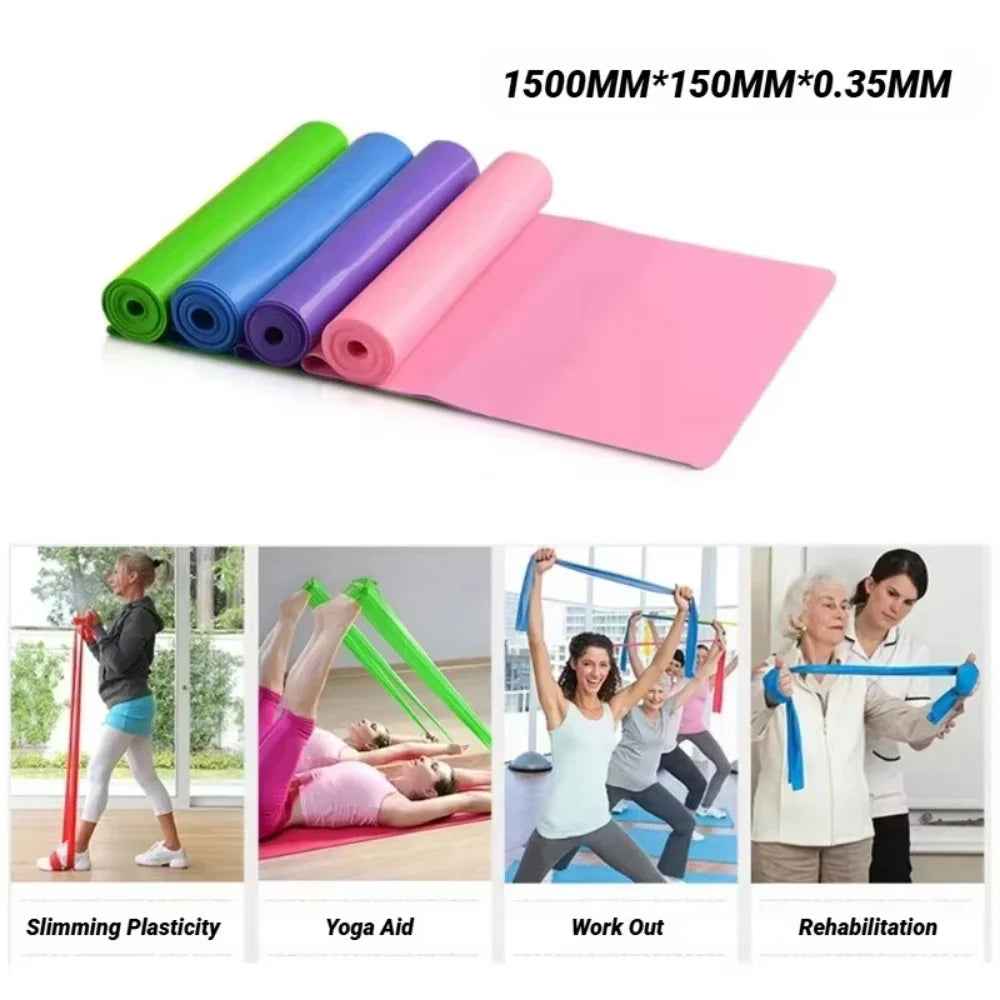 Portable Elastic Fitness ResistanceBand for Yoga Pilates Home Strength Training Stretch Band for Athletic Tension Exercises