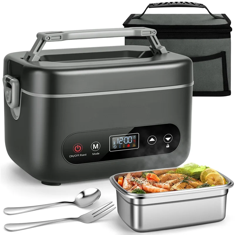 B59B-Food Warmer With 5-Sided Heating-1.2L Cordless Electric Lunch Box, 20000Mah Rechargeable Portable Design For Office& Outdoo