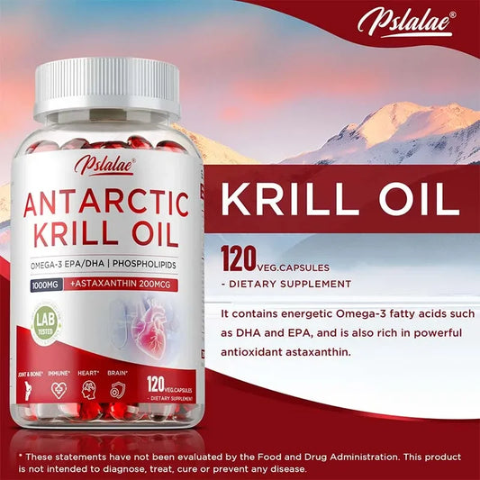 Antarctic Krill Oil - Promote Joint and Skin, Heart, Cardiovascular Health, Strong Joint Mobility, Non-Gmo