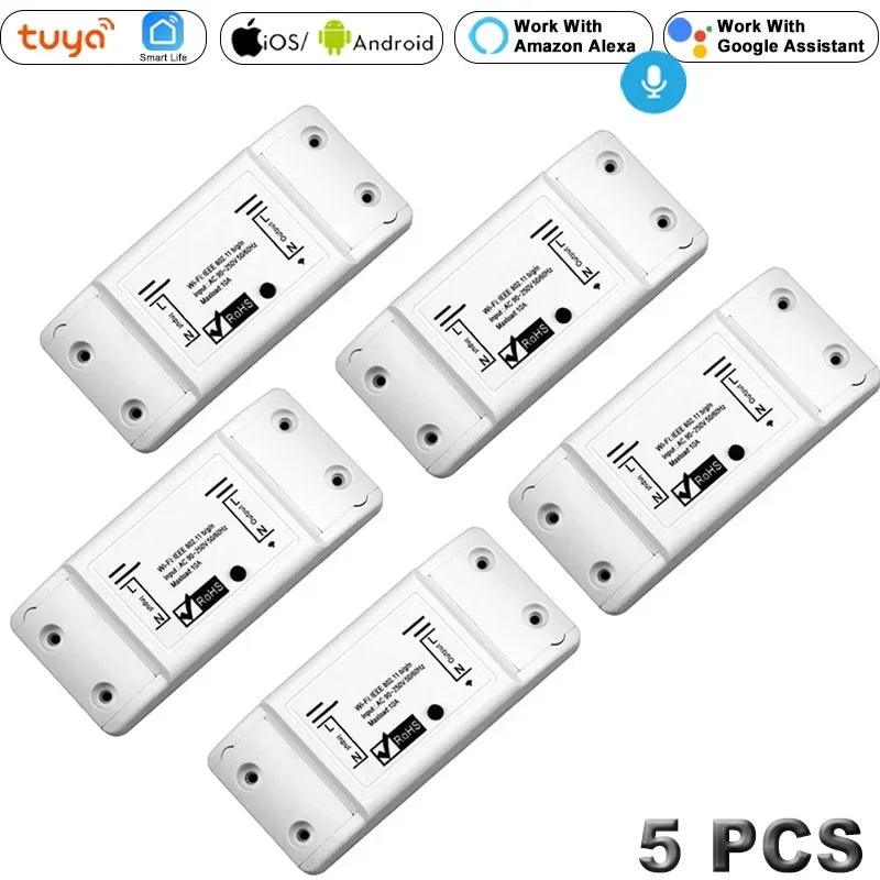 WiFi Smart Light Switch, 2/3/5 PCS DIY Breaker Module Basic Smart Home Tuya Smart Life Wireless Remote Control Alexa Google Home