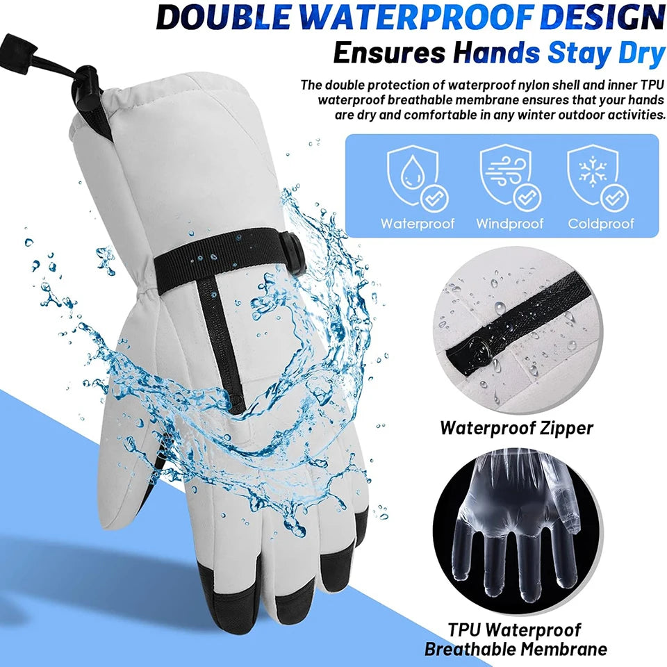 GTUBIKE Waterproof Ski Snowboard Gloves Touchscreen Outdoo Mitten 3M Thinsulate Snow Gloves Motorcycle Gloves Motorcycle Gloves