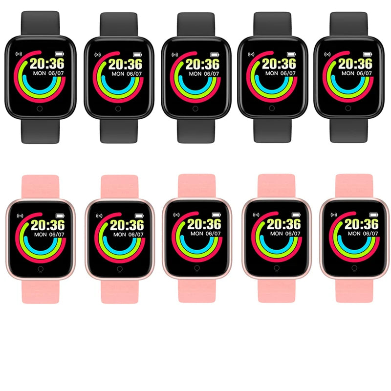 10Pcs D20 Smart Watch for Men Women Smartwatch Y68 Fitness Tracker Sports Heart Rate Monitor Wristwatch for IOS Android