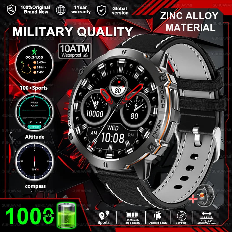 New T-REX3 Outdoor Smart Watch 1.73 inch AMOLED 1000mAh Large Battery Compass 10ATM Waterproof Call Sports Men Fitness Bracelet