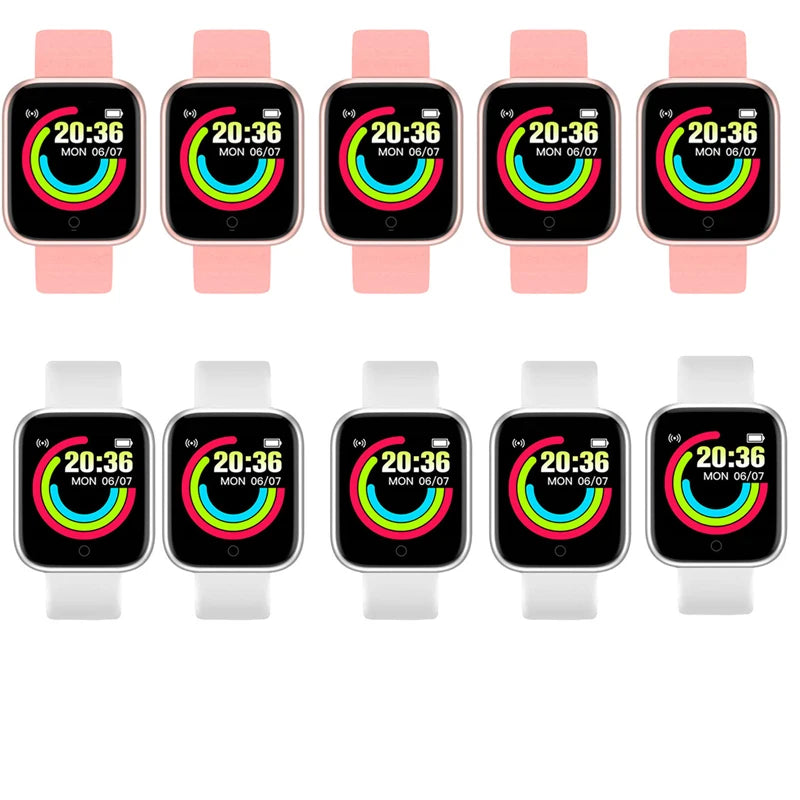 10Pcs D20 Smart Watch for Men Women Smartwatch Y68 Fitness Tracker Sports Heart Rate Monitor Wristwatch for IOS Android