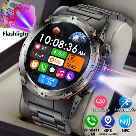 2025 New NFC Watch 500mA GPS Sports HD BT Call Smart Watch Men Outdoor Sports Fitness Tracker Smart Watch Men Waterproof Clock