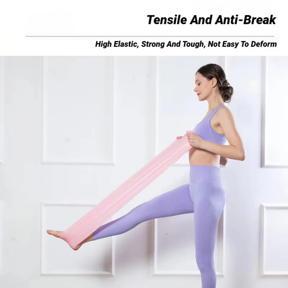 Portable Elastic Fitness ResistanceBand for Yoga Pilates Home Strength Training Stretch Band for Athletic Tension Exercises