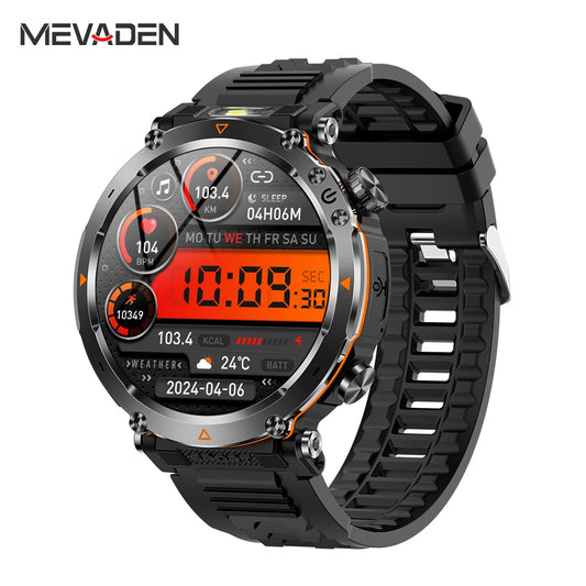 MEVADEN New 1.7 inch Screen Bluetooth Call Smart Watch Men Sport Fitness Tracker 600mAh Flashlight Smartwatch for Android IOS