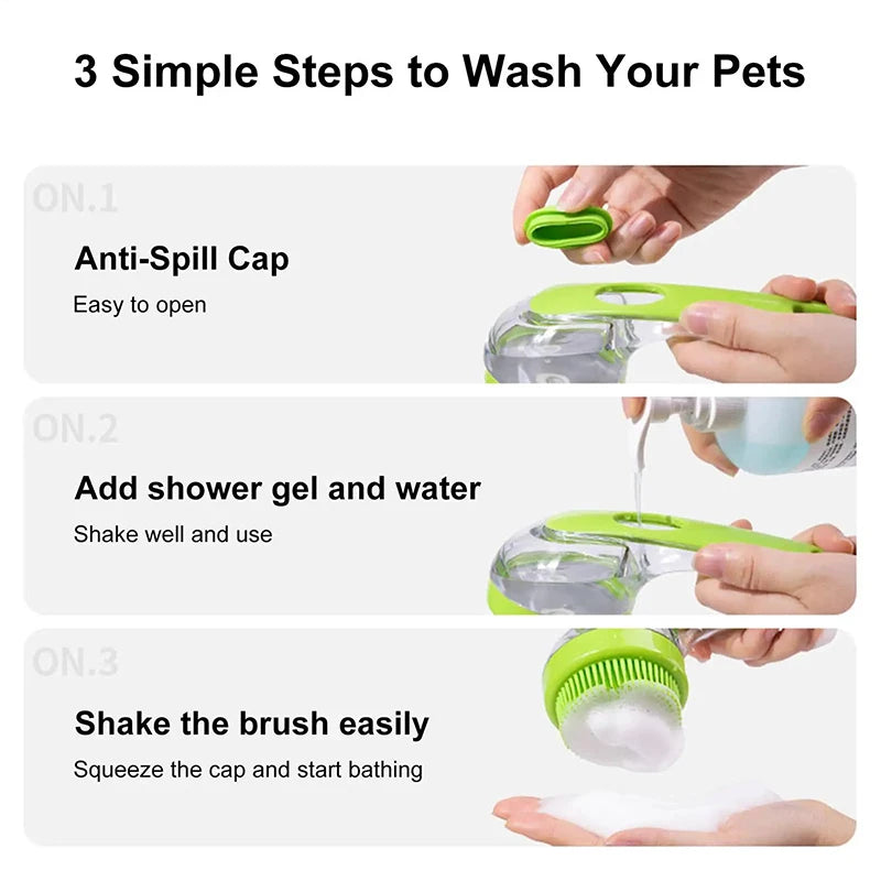 Pet Bath Brush 2025 New 2 In 1 Dog Bath Brush With Built-in Shampoo Dispenser Pet Wash Brush Dogs Cats Grooming Massage Brush