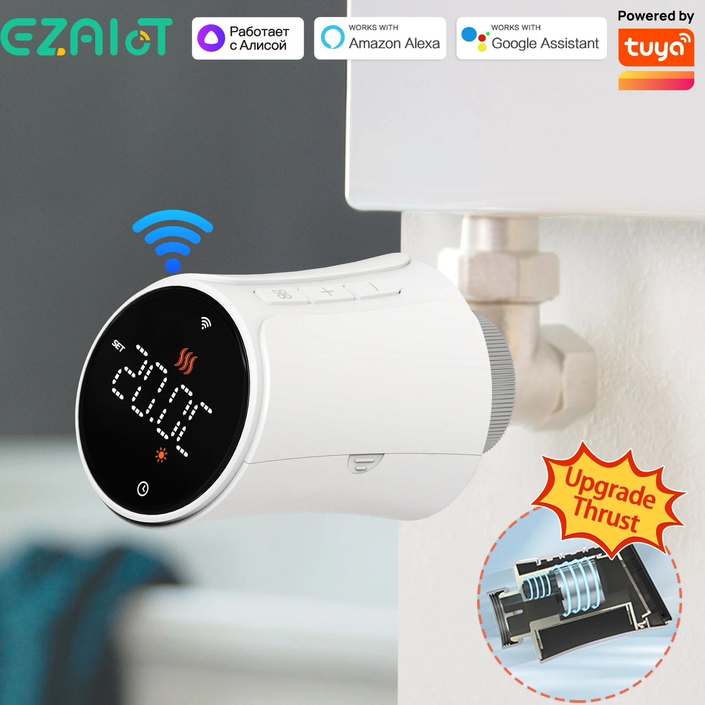Tuya Smart WiFi/ZigBee Thermostatic Radiator Valve TRV Heating Programmable Remote Temperature Controller with Alexa Google Home