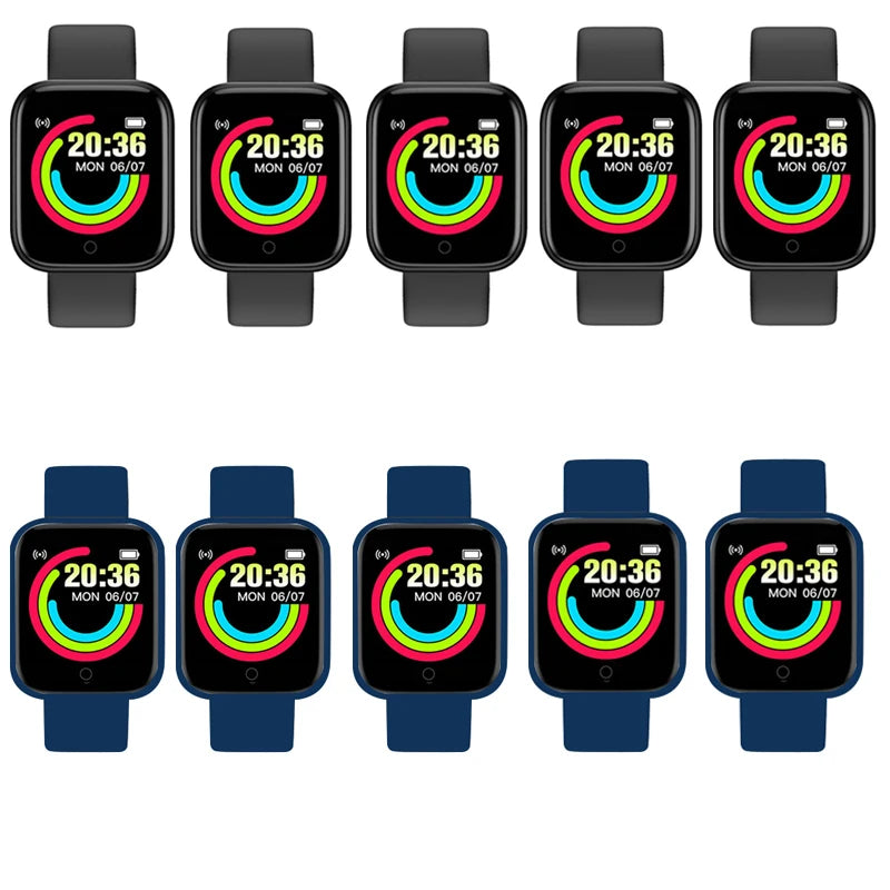 10Pcs D20 Smart Watch for Men Women Smartwatch Y68 Fitness Tracker Sports Heart Rate Monitor Wristwatch for IOS Android