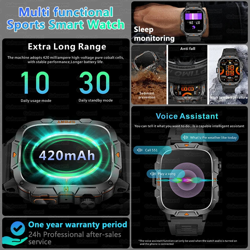 2025 For Xiaomi New Rugged Military GPS Smart Watch Men Bluetooth Call Health Monitoring AI Voice Sports Waterproof Smartwatches