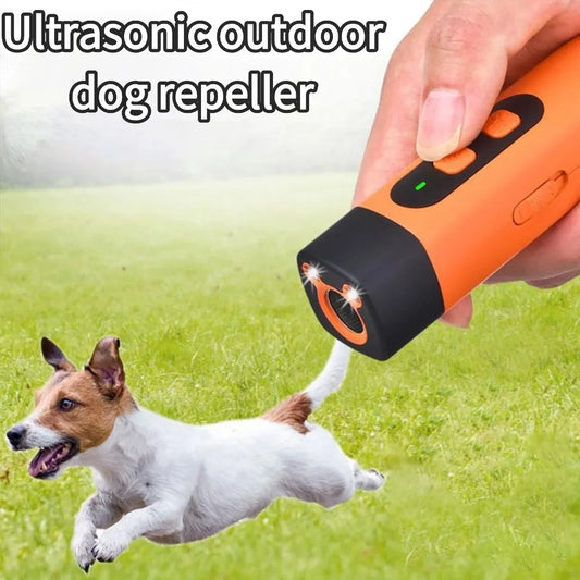 Ultrasonic Dog Repeller Outdoor Portable Pet Trainer Mini Handheld Flashlight LED Light Safe Effective Animal Deterrent Device