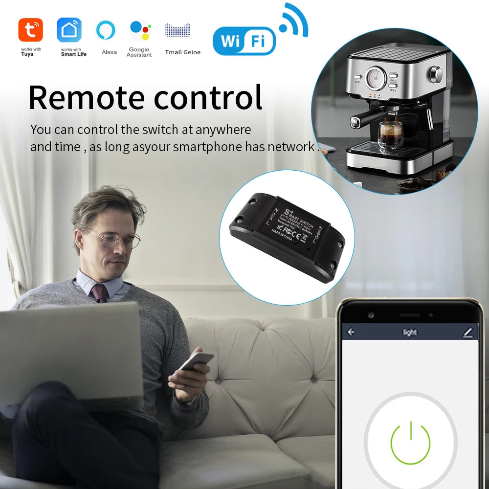 10A WIFI Switch Smart Home Automation Relay Module Tuya Alexa Timing Switch Smartlife APP Wireless Remote Control Relay