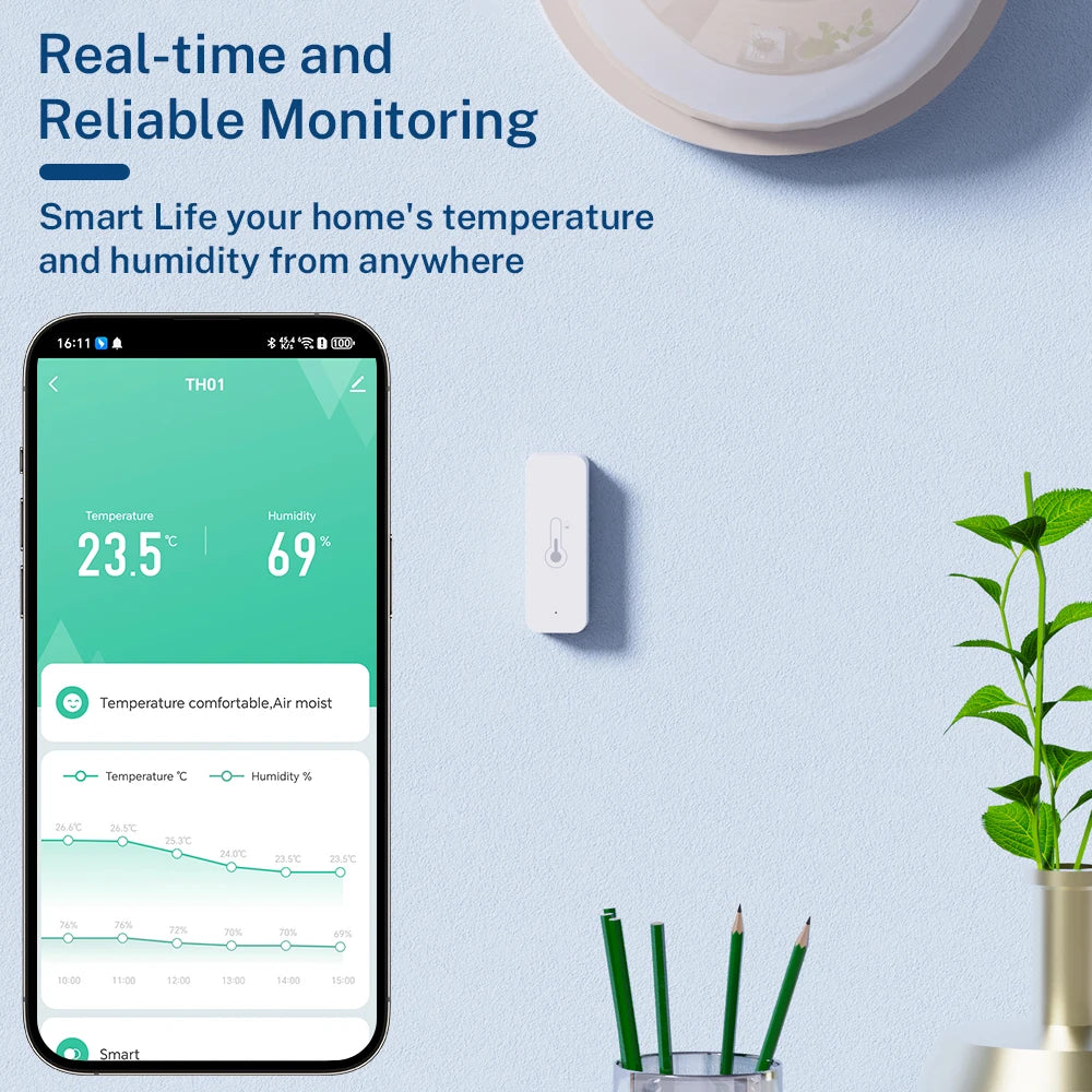 1~4PCS Tuya WiFi Temperature Humidity Sensor Smart Sensor APP Remote Control For Smart Home Support SmartLife Yandex Alexa