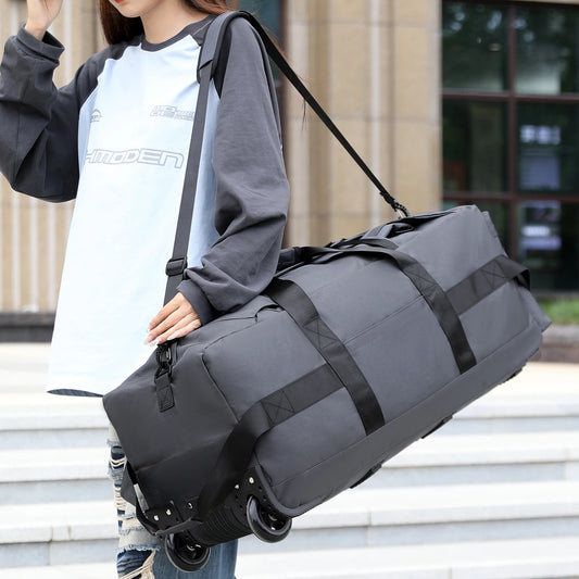Travel Bag, Large-Capacity Handbag, Portable Outdoor Hand Luggage, Roller Travel Bag, Convenient and Practical Unisex Duffel Bag