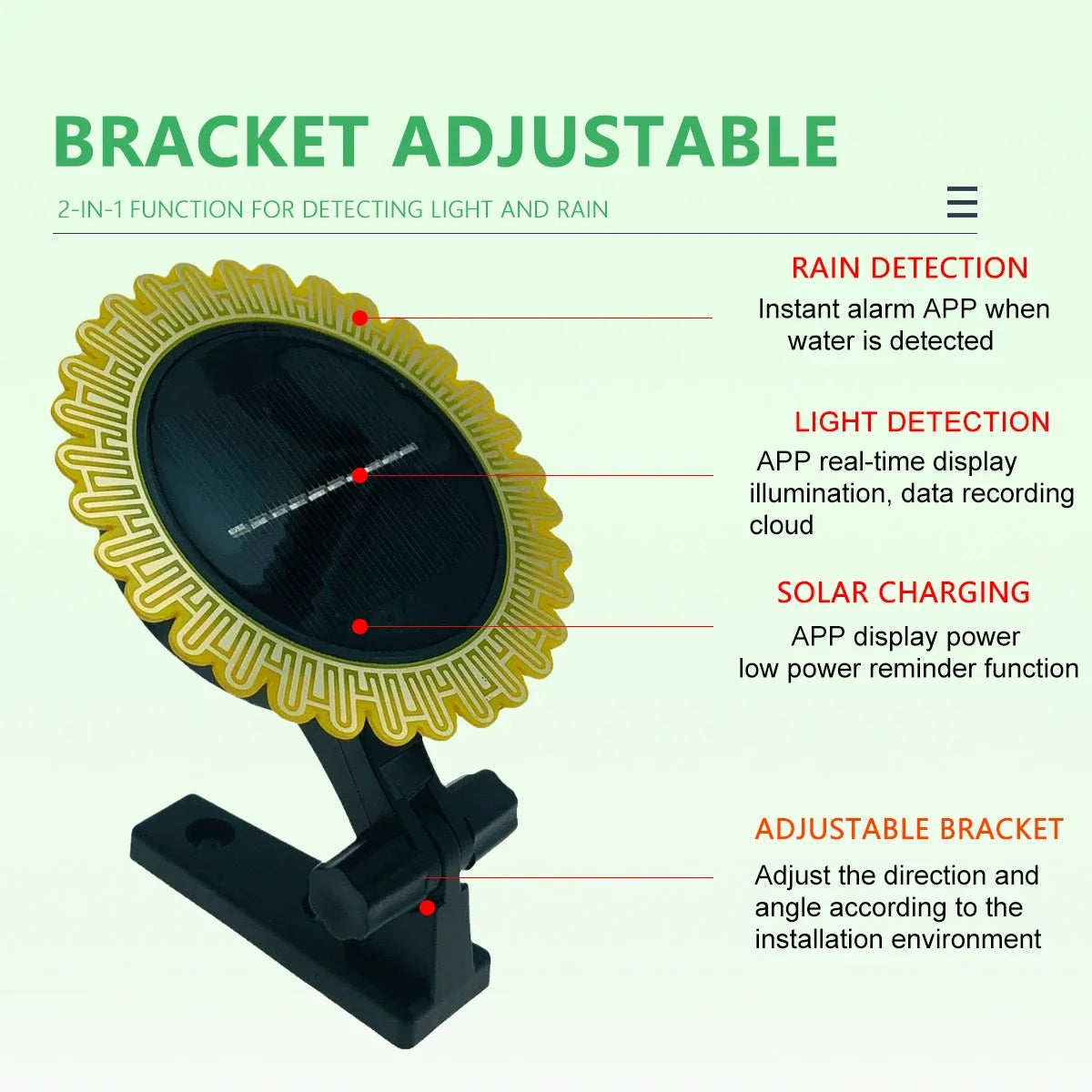 Tuya Smart Zigbee Rain Sensor Solar Powered Outdoor Light Detector IP66 Waterproof Remote Control for Home Automation