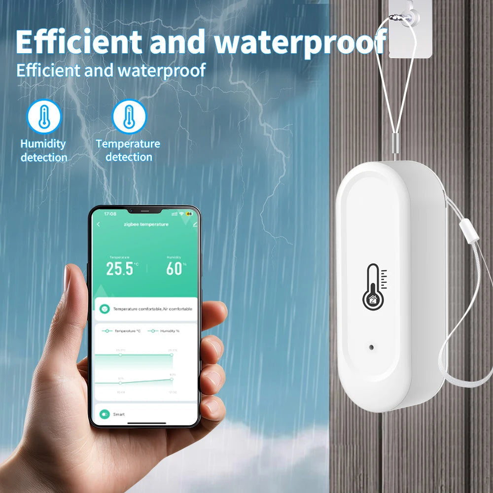 1/2pcs 2025 New IP65 Waterproof Outdoor Tuya Zigbee Temperature Humidity Sensor Home Smart Life Thermometer Support Alexa Google