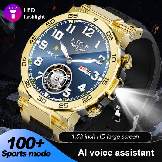2025 LED Bluetooth Call Smart Watch Men Outdoor Sports Full Touch Screen Health Monitoring Waterproof Smartwatch For IOS Android
