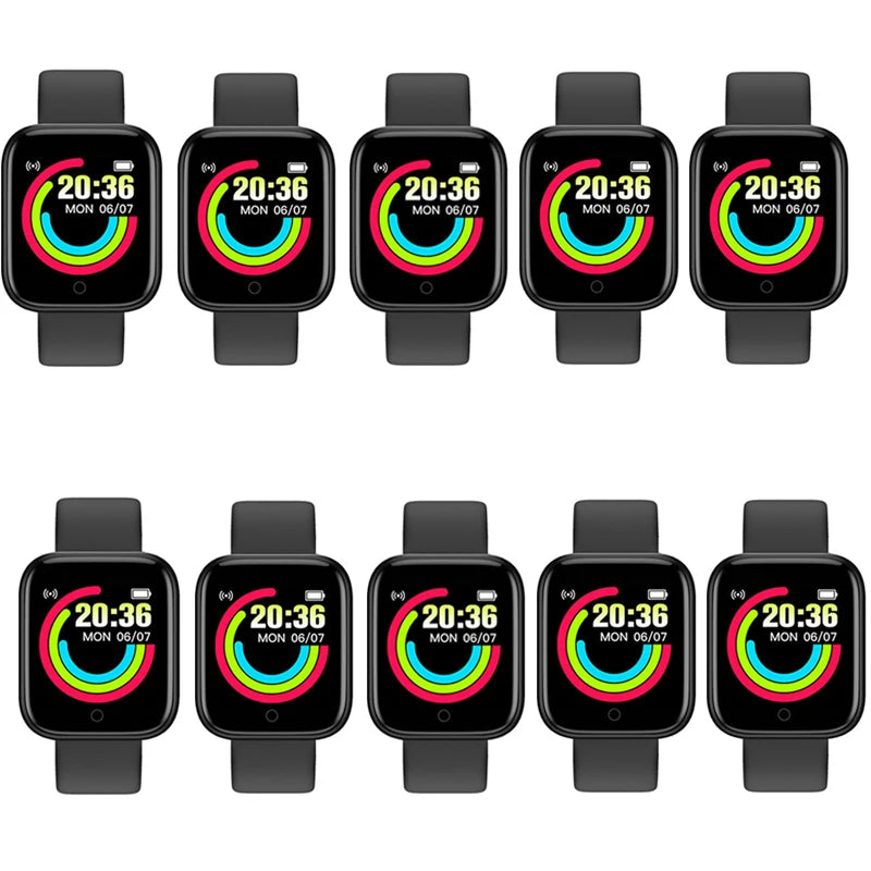 10Pcs D20 Smart Watch for Men Women Smartwatch Y68 Fitness Tracker Sports Heart Rate Monitor Wristwatch for IOS Android