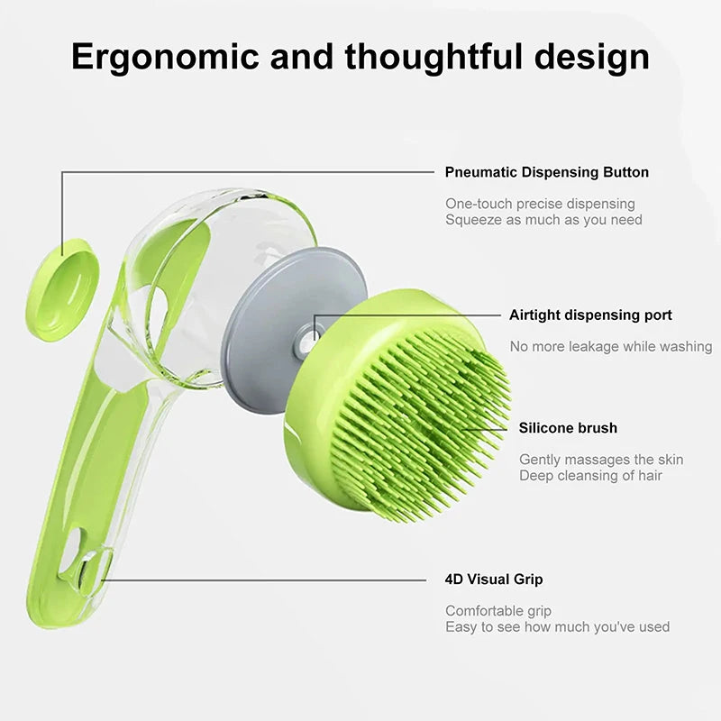 Pet Bath Brush 2025 New 2 In 1 Dog Bath Brush With Built-in Shampoo Dispenser Pet Wash Brush Dogs Cats Grooming Massage Brush