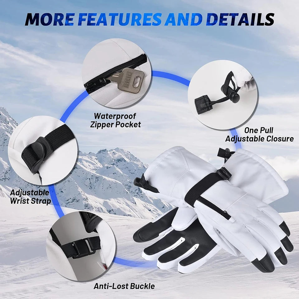 GTUBIKE Waterproof Ski Snowboard Gloves Touchscreen Outdoo Mitten 3M Thinsulate Snow Gloves Motorcycle Gloves Motorcycle Gloves