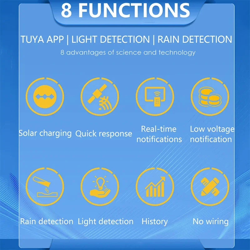 Tuya Smart Zigbee Rain Sensor Solar Powered Outdoor Light Detector IP66 Waterproof Remote Control for Home Automation